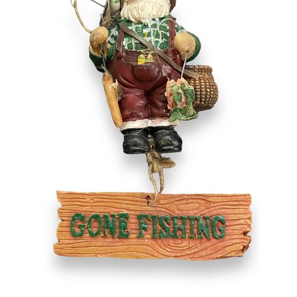 Santa Claus Fisherman Ornament With "Gone Fishing" Sign House of Lloyd - Picture 3 of 3